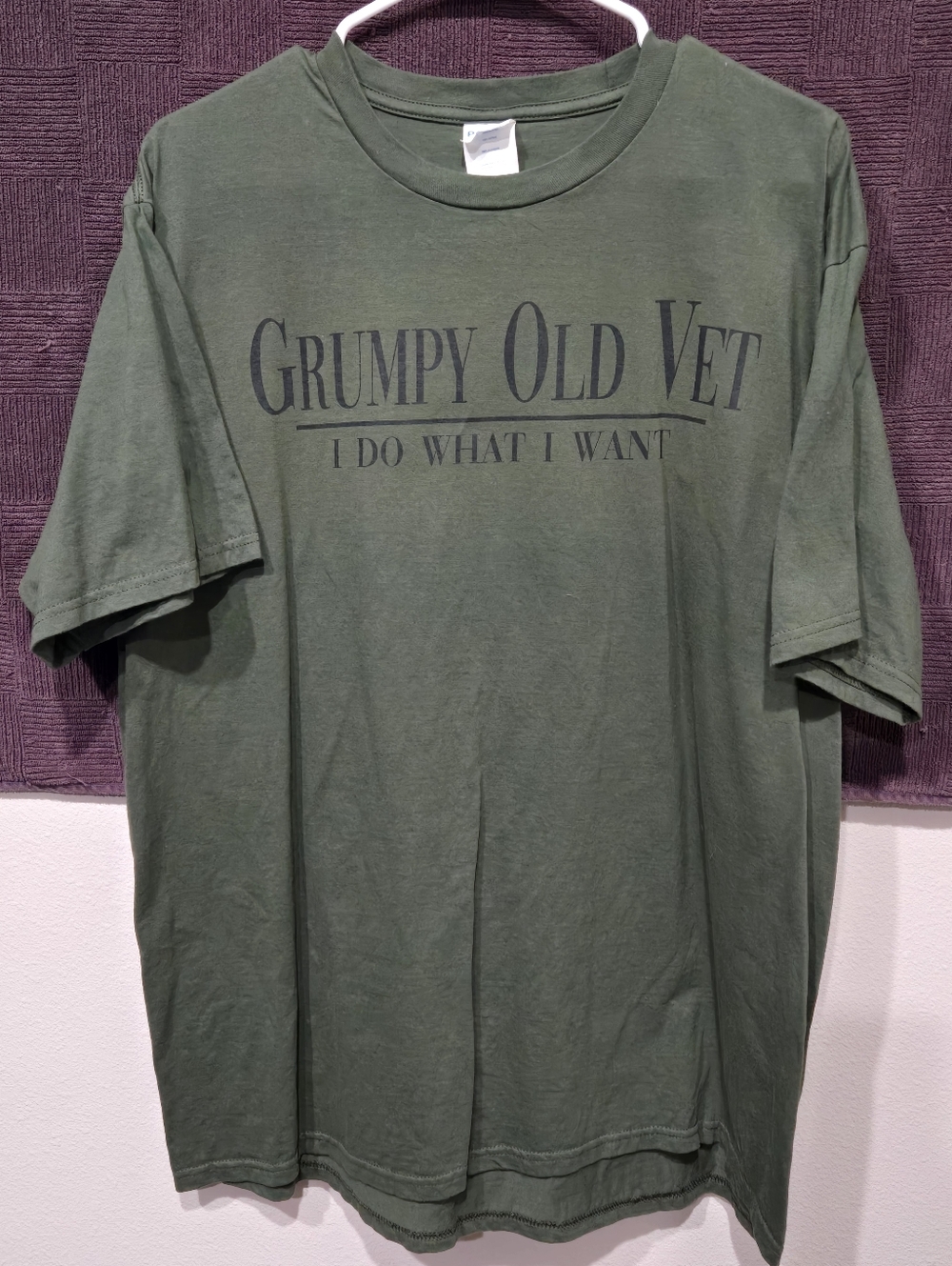 Grumpy Old Vet Olive Green Graphic Tee - Port Aurhority Size XL
